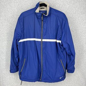 Nike Mens Fleece Lined Soft Shell Jacket Coat Size XL Blue White 90s Street Wear
